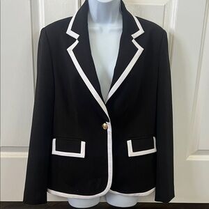 Boston Proper Black Blazer with White Trim